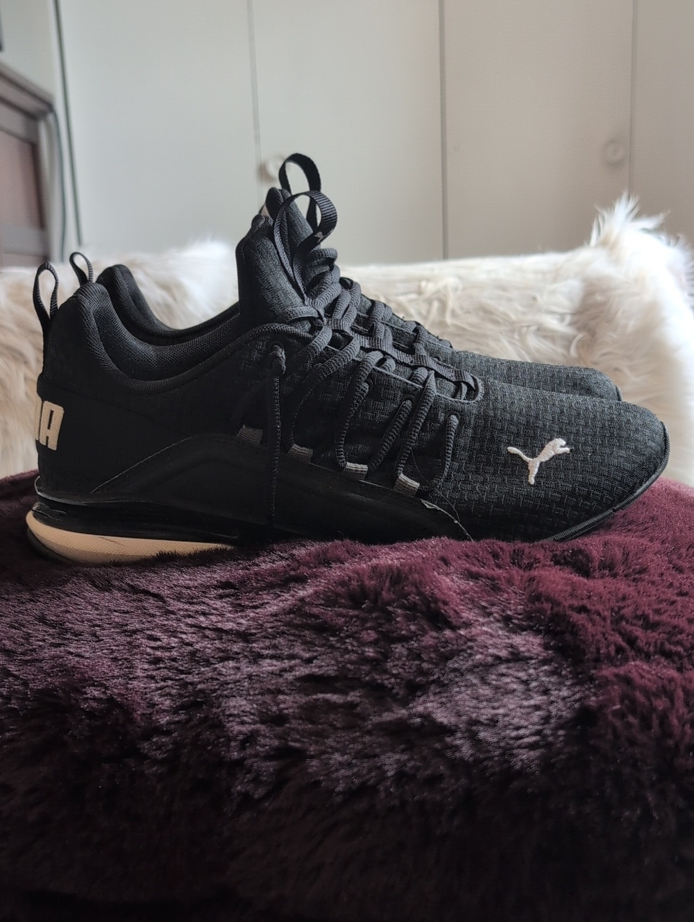 Puma Black Sneakers with White Puma Logo
